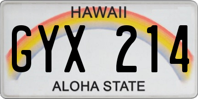 HI license plate GYX214