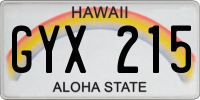 HI license plate GYX215