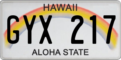 HI license plate GYX217