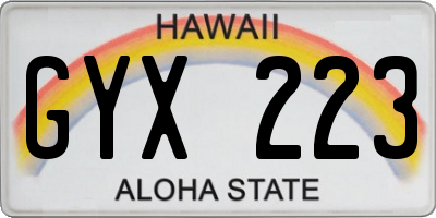 HI license plate GYX223