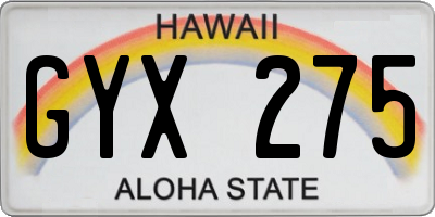 HI license plate GYX275