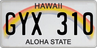 HI license plate GYX310
