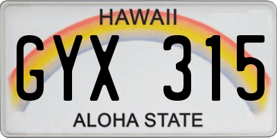 HI license plate GYX315