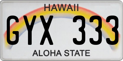 HI license plate GYX333