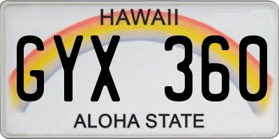 HI license plate GYX360