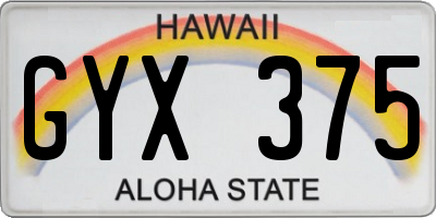 HI license plate GYX375