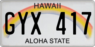 HI license plate GYX417