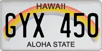 HI license plate GYX450