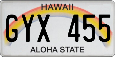 HI license plate GYX455