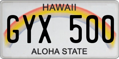 HI license plate GYX500