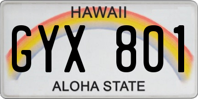 HI license plate GYX801