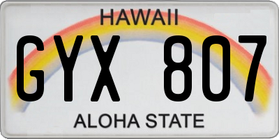 HI license plate GYX807