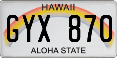 HI license plate GYX870
