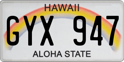 HI license plate GYX947