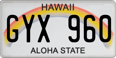HI license plate GYX960