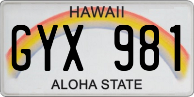 HI license plate GYX981