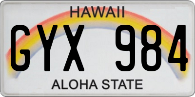 HI license plate GYX984