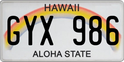 HI license plate GYX986