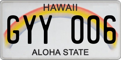 HI license plate GYY006