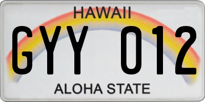 HI license plate GYY012