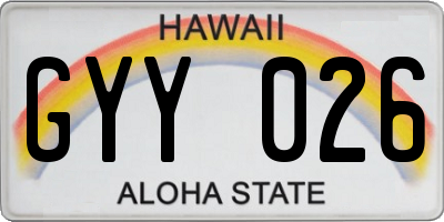 HI license plate GYY026