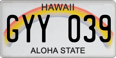 HI license plate GYY039