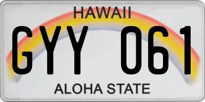 HI license plate GYY061