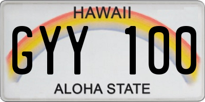 HI license plate GYY100