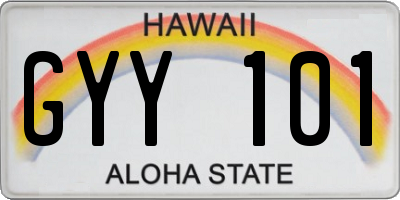 HI license plate GYY101