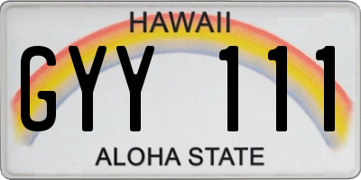HI license plate GYY111