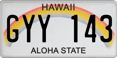 HI license plate GYY143