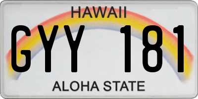 HI license plate GYY181