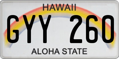 HI license plate GYY260