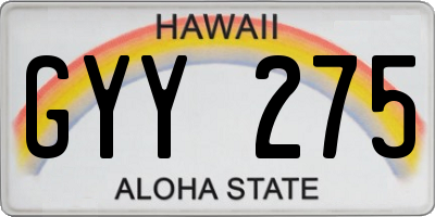 HI license plate GYY275