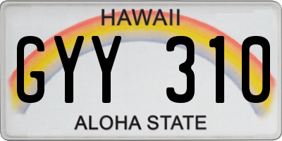 HI license plate GYY310