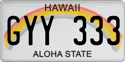 HI license plate GYY333