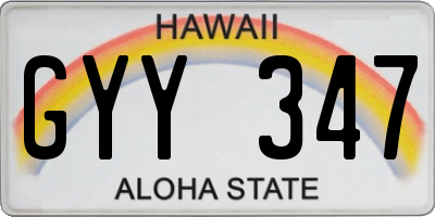 HI license plate GYY347