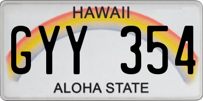 HI license plate GYY354