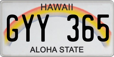 HI license plate GYY365