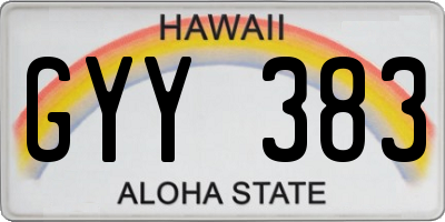 HI license plate GYY383