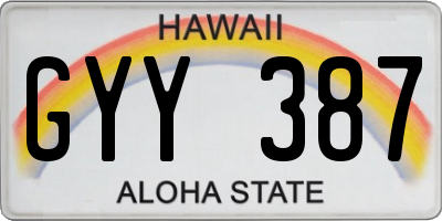 HI license plate GYY387