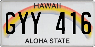 HI license plate GYY416