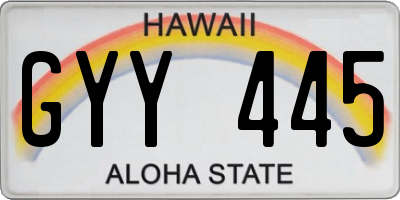 HI license plate GYY445