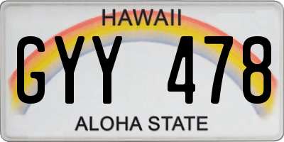 HI license plate GYY478
