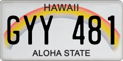 HI license plate GYY481
