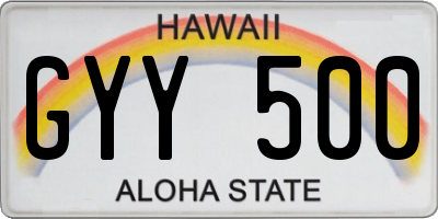 HI license plate GYY500