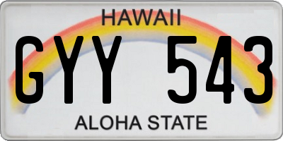 HI license plate GYY543