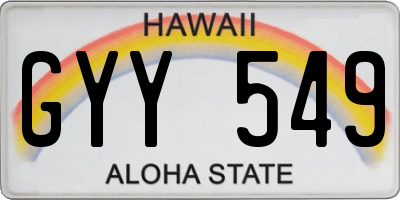 HI license plate GYY549