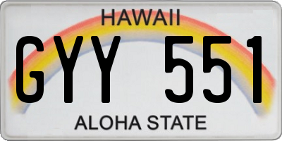 HI license plate GYY551
