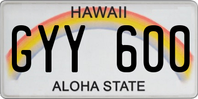HI license plate GYY600